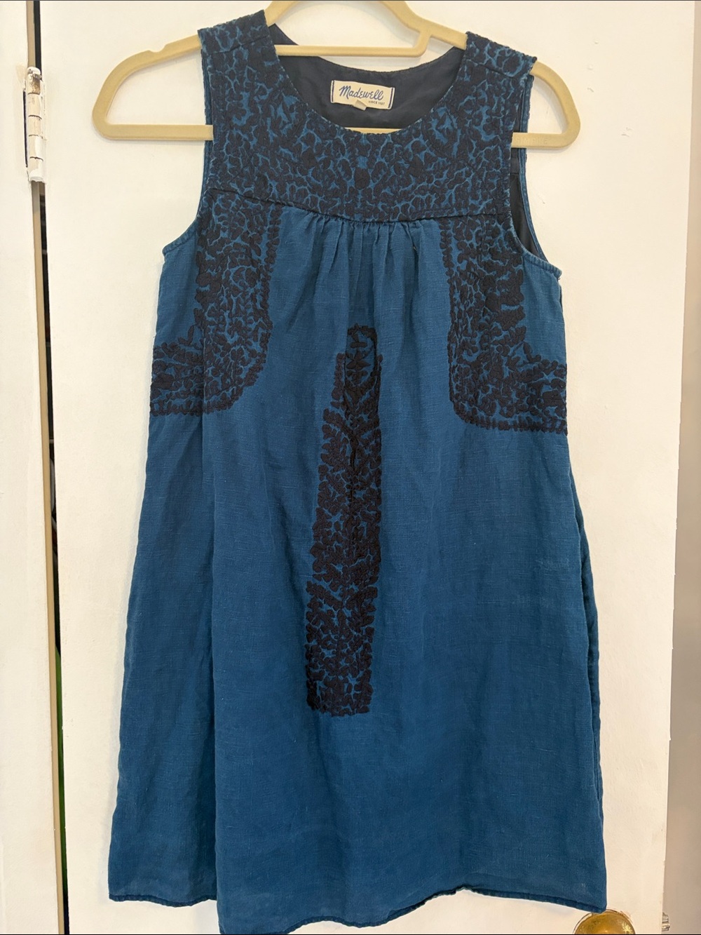 Madewell indigo linen Sleeveless Dress